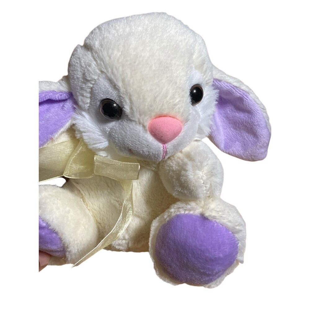 Tom’s Toy International White Rabbit Purple Ears Pink Nose Vintage Hong Kong